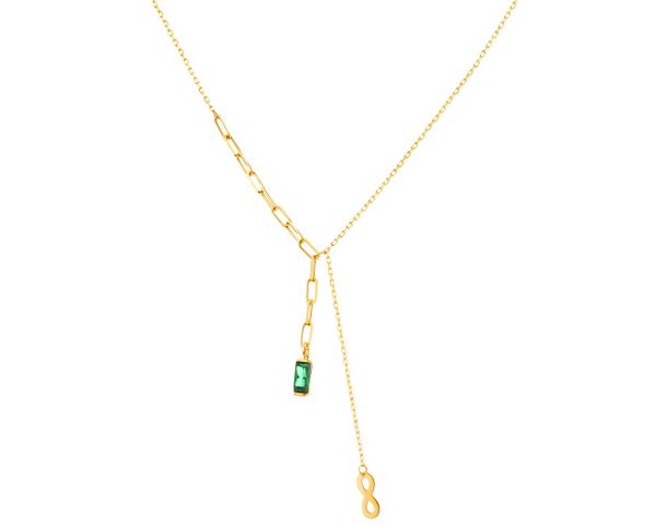 Złoty naszyjnik z cyrkonią, ankier - nieskończoność. Żółte naszyjniki Apart, z cyrkonią, złote. Za 819.00 zł.