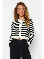 Trendyol Kardigan w kolorze kremowo-czarnym rozmiar: L. Brązowe kardigany Trendyol, l, bez wzorów. Za 73.99 zł.