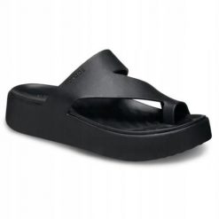 Klapki Dla Dorosłych Crocs Getaway Platform Toe Loop. Zielone klapki Crocs, bez wzorów, z materiału, bez obcasa. Za 159.99 zł.