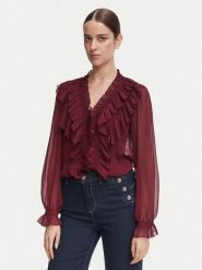 Morgan Bluzka 252-CATHY Bordowy Regular Fit. Czerwone bluzki Morgan, bez wzorów, z syntetyku, bez kołnierzyka, bez ramiączek. Za 299.99 zł.