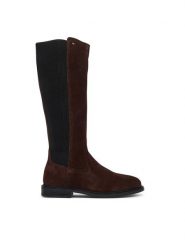 Tommy Hilfiger Kozaki Enamel Flag Suede High Chelsea FW0FW09574 Brązowy ciemny. Brązowe kozaki TOMMY HILFIGER, ze skóry, bez obcasa, bez zapięcia. Za 849.99 zł.