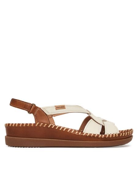 Pikolinos Sandały Cadaques W8K-1839C2 Biały. Białe sandały Pikolinos, bez wzorów, ze skóry, bez obcasa, na płaskiej podeszwie, bez zapięcia. Za 409.99 zł.