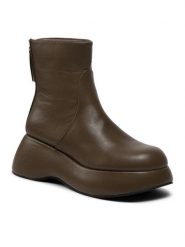 DeeZee Botki ZALY8813-8 Zielony. Zielone botki DeeZee, bez wzorów, ze skóry, bez obcasa, na koturnie, bez zapięcia. Za 259.99 zł.