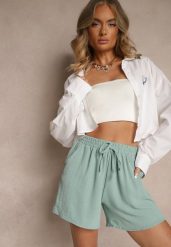 Zielone Szorty High Waist Ozdobione Sznurkiem Lunevia. Zielone szorty Renee, z aplikacjami, z podwyższonym stanem. Za 34.99 zł.