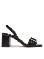 Calvin Klein Sandały Heel Sandal 70 W/Buckle - Lth HW0HW02456 Czarny. Czarne sandały Calvin Klein, bez wzorów, ze skóry, bez obcasa, na słupku, bez zapięcia. Za 499.99 zł.