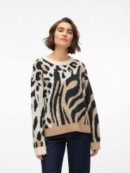 Vero Moda Sweter w kolorze jasnobrązowo-czarnym rozmiar: L. Brązowe swetry Vero Moda, l, bez wzorów, bez ramiączek. Za 105.63 zł.