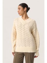 Soaked in Luxury Sweter "Soaked in Luxury" w kolorze kremowym rozmiar: M. Brązowe swetry Soaked in Luxury, m, bez wzorów, ze splotem, bez ramiączek. Za 206.42 zł.