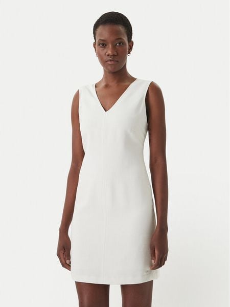 Calvin Klein Sukienka codzienna LV044F012G Écru Regular Fit. Białe sukienki Calvin Klein, na co dzień, bez wzorów, z wiskozy, bez kołnierzyka, bez ramiączek, proste. Za 473.99 zł.