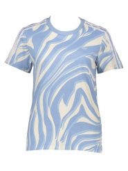 Adidas Koszulka "AOP" w kolorze błękitno-kremowym rozmiar: XS. Brązowe bluzki Adidas, xs, bez wzorów, z bawełny, bez kołnierzyka, bez ramiączek. Za 70.41 zł.