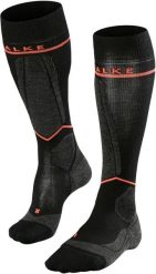 Damskie skarpety narciarskie Falke Compression. Czarne skarpety Falke, bez wzorów, z materiału. Za 356.99 zł.