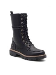 Mustang Botki 1437-503 Czarny. Czarne botki Mustang, bez wzorów, z materiału, bez obcasa, na płaskiej podeszwie, bez zapięcia. Za 319.99 zł.