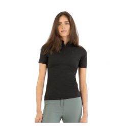 Koszulka damska półzipów do jazdy konnej BR Equitation Ida. Czarne bluzki BR, bez wzorów, sportowe, bez kołnierzyka, bez ramiączek. Za 241.50 zł.