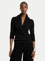 LAUREN RALPH LAUREN Sweter 200P14042001 Czarny Relaxed Fit. Czarne swetry Lauren Ralph Lauren, m, bez wzorów, z bawełny, bez ramiączek. Za 806.99 zł.
