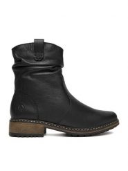 Rieker Botki Z6883-00 Czarny. Czarne botki Rieker, bez wzorów, ze skóry, bez obcasa, na płaskiej podeszwie, bez zapięcia. Za 399.99 zł.