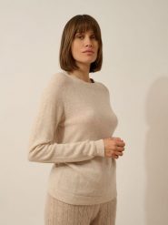 Just Cashmere Kaszmirowy sweter "Jane" w kolorze beżowym rozmiar: M. Brązowe swetry Just Cashmere, m, bez wzorów, z kaszmiru, bez ramiączek. Za 327.10 zł.