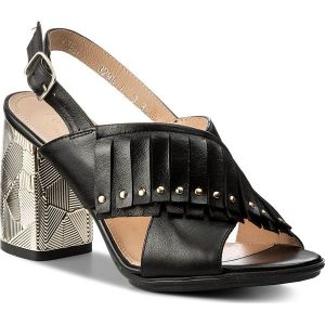 Sandały ANN MEX - 8755 01S Czarny. Czarne sandały Ann Mex, z aplikacjami, ze skóry, eleganckie, bez obcasa, na obcasie, bez zapięcia. W wyprzedaży za 189.00 zł.