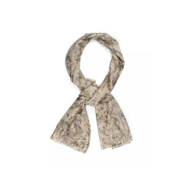 Szal maskujący z siatki MESH 155x48 cm. Brązowe szaliki CAMOUFLAGE, bez wzorów, z meshu. Za 27.99 zł.