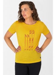 Super.natural Koszulka "Skiing" w kolorze żółtym rozmiar: XS. Żółte bluzki super.natural, xs, bez wzorów, z wełny, bez kołnierzyka, bez ramiączek. Za 100.99 zł.