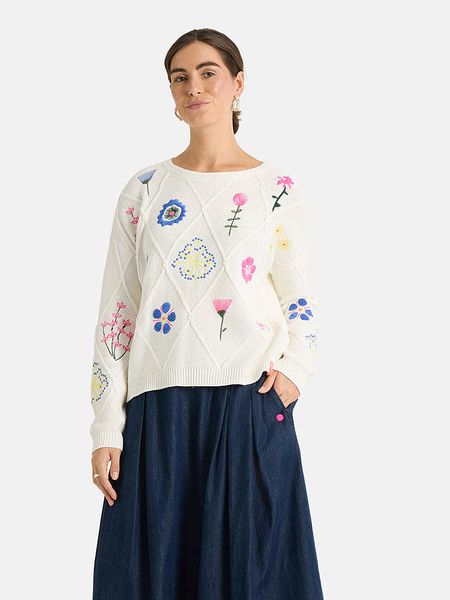 LIEBLINGSSTÜCK Sweter "Melodea" w kolorze kremowym ze wzorem rozmiar: 38. Brązowe swetry LIEBLINGSSTÜCK, bez wzorów, bez ramiączek. Za 324.95 zł.