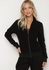 Czarny Polar Bluza Rozpinana z Bawełną Nerrive. Czarne bluzy Born2be, l, bez wzorów, z bawełny, bez kaptura. Za 89.99 zł.