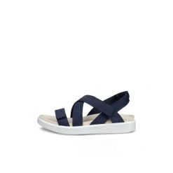 Sandały damskie Ecco Cross Strap. Niebieskie sandały ecco, bez wzorów, z materiału, eleganckie, bez obcasa, bez zapięcia. Za 478.50 zł.