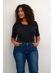 KAFFE curve Koszulka w kolorze czarnym rozmiar: XL. Czarne bluzki KAFFE curve, xl, bez wzorów, bez kołnierzyka, bez ramiączek. Za 83.42 zł.