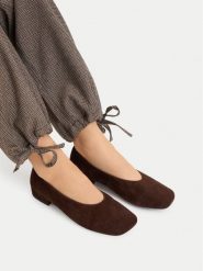 GINO ROSSI Baleriny EO-V2228-101-S Brązowy ciemny. Brązowe baleriny Gino Rossi, bez wzorów, ze skóry, bez obcasa. Za 299.99 zł.