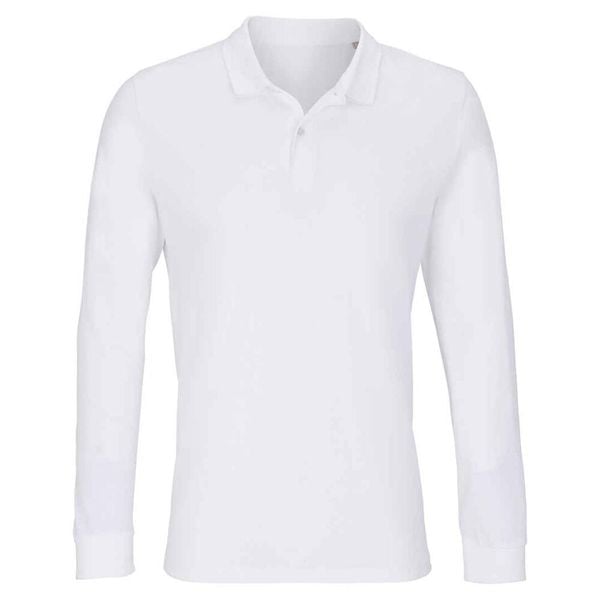 Koszulka Polo Z Długim Rękawem Dla Dorosłych Unisex Planet. Białe bluzki SOL'S, m, bez wzorów, casualowe, bez kołnierzyka, bez ramiączek. Za 92.99 zł.