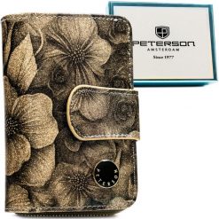 Portfel damski Peterson PTN PS115-FDS złoty. Żółte portfele Peterson, bez wzorów, ze skóry. Za 94.99 zł.