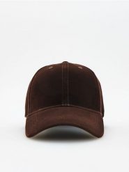 Welurowa czapka z daszkiem - ciemnobrązowy. Brązowe czapki Reserved, bez wzorów, z weluru. Za 59.99 zł.