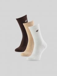 4F Skarpetki długie (3-pack) damskie - multikolor 39-42. Skarpety 4f, bez wzorów, z bawełny. Za 59.99 zł.