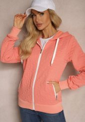 Różowa Bluza z Bawełną i Kapturem na Suwak Arsetia. Czerwone bluzy Renee, l, bez wzorów, z bawełny. W wyprzedaży za 75.99 zł.