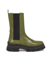 Tommy Hilfiger Sztyblety Essential Leather Chelsea Boot FW0FW07490 Zielony. Zielone botki TOMMY HILFIGER, bez wzorów, ze skóry, bez obcasa, na płaskiej podeszwie, bez zapięcia. Za 929.99 zł.