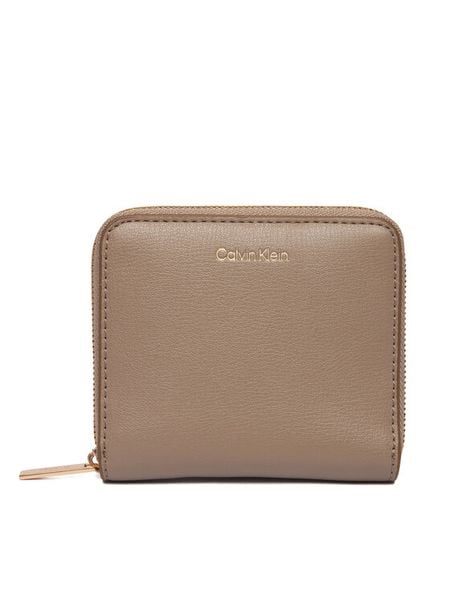 Calvin Klein Portfel Foil Logo Medium Zip Around LV04F1120G Beżowy. Brązowe portfele Calvin Klein, bez wzorów, ze skóry. Za 249.99 zł.