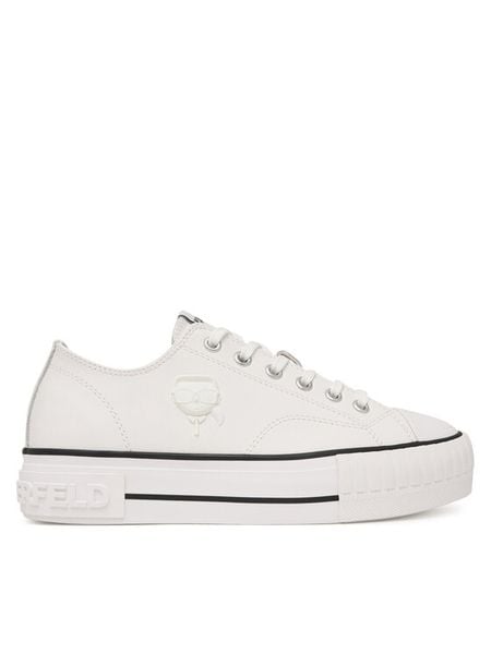 KARL LAGERFELD Trampki Kampus Max KL60426 Biały. Białe trampki KARL LAGERFELD, bez wzorów, ze skóry, bez zapięcia. Za 455.99 zł.
