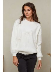 Soft Cashmere Sweter w kolorze białym rozmiar: 38/40. Białe swetry Soft Cashmere, bez wzorów, bez ramiączek. Za 128.25 zł.