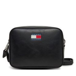 Torebka Tommy Jeans. Czarne listonoszki Tommy Jeans, bez wzorów, z jeansu, bez dodatków. Za 299.99 zł.