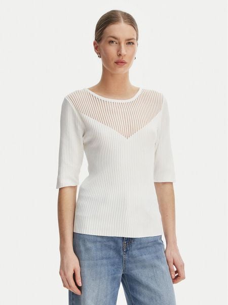 Rinascimento Bluzka CFM0012240003 Biały Slim Fit. Białe bluzki Rinascimento, m, bez wzorów, z wiskozy, bez kołnierzyka, bez ramiączek. Za 175.99 zł.