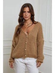 L'armoire de Suzette Kardigan w kolorze karmelowym rozmiar: 38/40. Brązowe kardigany L'armoire de Suzette, l, bez wzorów, ze splotem. Za 135.81 zł.