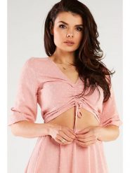 Awama Bluzka w kolorze beżowym rozmiar: S. Różowe bluzki Awama, s, bez wzorów, bez kołnierzyka, bez ramiączek. Za 107.99 zł.