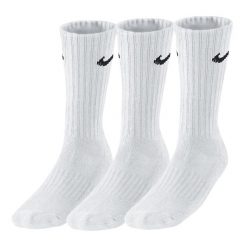 Bawełniane Skarpetki Unisex Dla Dorosłych (zestaw 3 Sztuk). Białe skarpety Nike, bez wzorów, z bawełny. Za 86.99 zł.