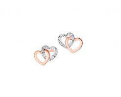 Kolczyki z różowego złota z diamentami - serca - 0,006 ct - próba 585. Czerwone kolczyki Apart, z diamentem, złote. Za 1,290.00 zł.