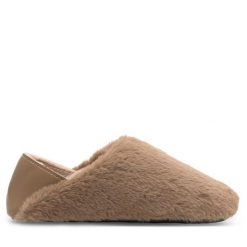 Kapcie Home & Relax. Brązowe obuwie domowe Home & Relax, bez wzorów, bez zapięcia. Za 49.99 zł.