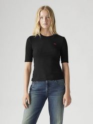 Levi's Koszulka "Luca" w kolorze czarnym rozmiar: XXS. Czarne bluzki Levi's®, s, bez wzorów, z bawełny, bez kołnierzyka, bez ramiączek. Za 60.95 zł.