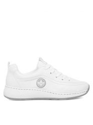 Rieker Półbuty N5504-80 Biały. Białe czółenka Rieker, bez wzorów, z materiału, bez obcasa, na obcasie, bez zapięcia. Za 219.99 zł.