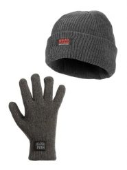 Zestaw zimowy dla kobiet - czapka + rękawiczki -. Szare czapki HEAT KEEPER, bez wzorów, z dzianiny. Za 121.48 zł.