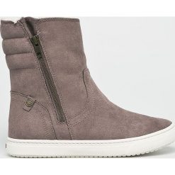 Roxy - Botki. Szare botki Roxy, bez wzorów, z materiału, z okrągłym noskiem, bez obcasa, na obcasie, bez zapięcia. W wyprzedaży za 219.90 zł.