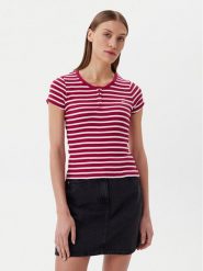Tommy Jeans T-Shirt DW0DW19502 Różowy Slim Fit. Czerwone t-shirty Tommy Jeans, xxs, bez wzorów, z bawełny, bez kołnierzyka, bez ramiączek. Za 99.99 zł.