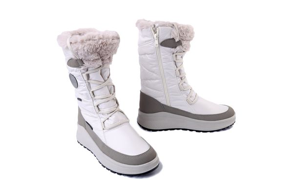 MANITU 990372-03 weiss, śniegowce damskie. Białe trapery i śniegowce Manitu, z polaru. Za 493.77 zł.