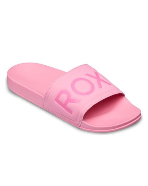 Klapki damskie SLIPPY II. Czerwone klapki Roxy, bez wzorów, z gumy, bez obcasa. Za 109.99 zł.